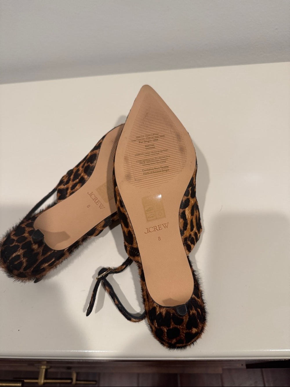 J Crew NWOT Pointed Slingback Flats - calf hair leopard - Picture 5 of 6